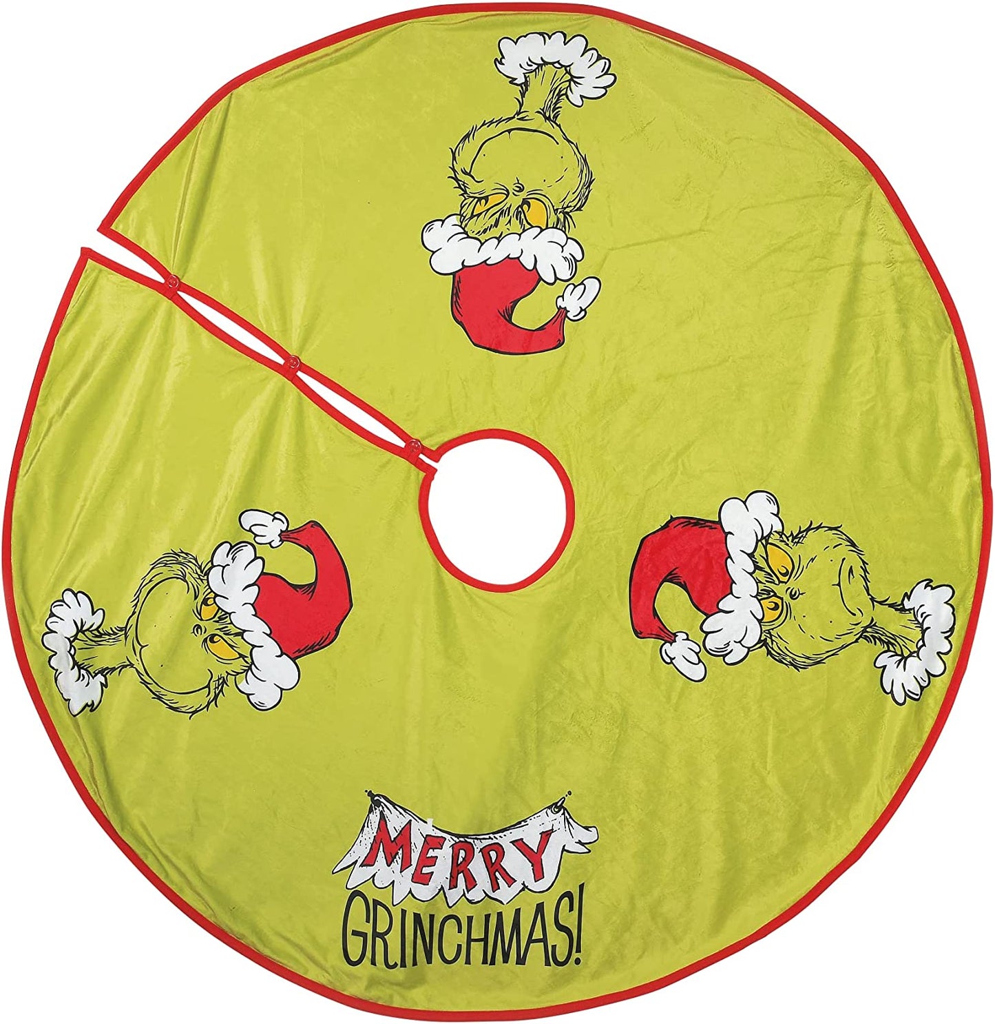 Snowpinions Dr. Seuss Merry Grinchmas Holiday Tree Skirt, 48 Inch