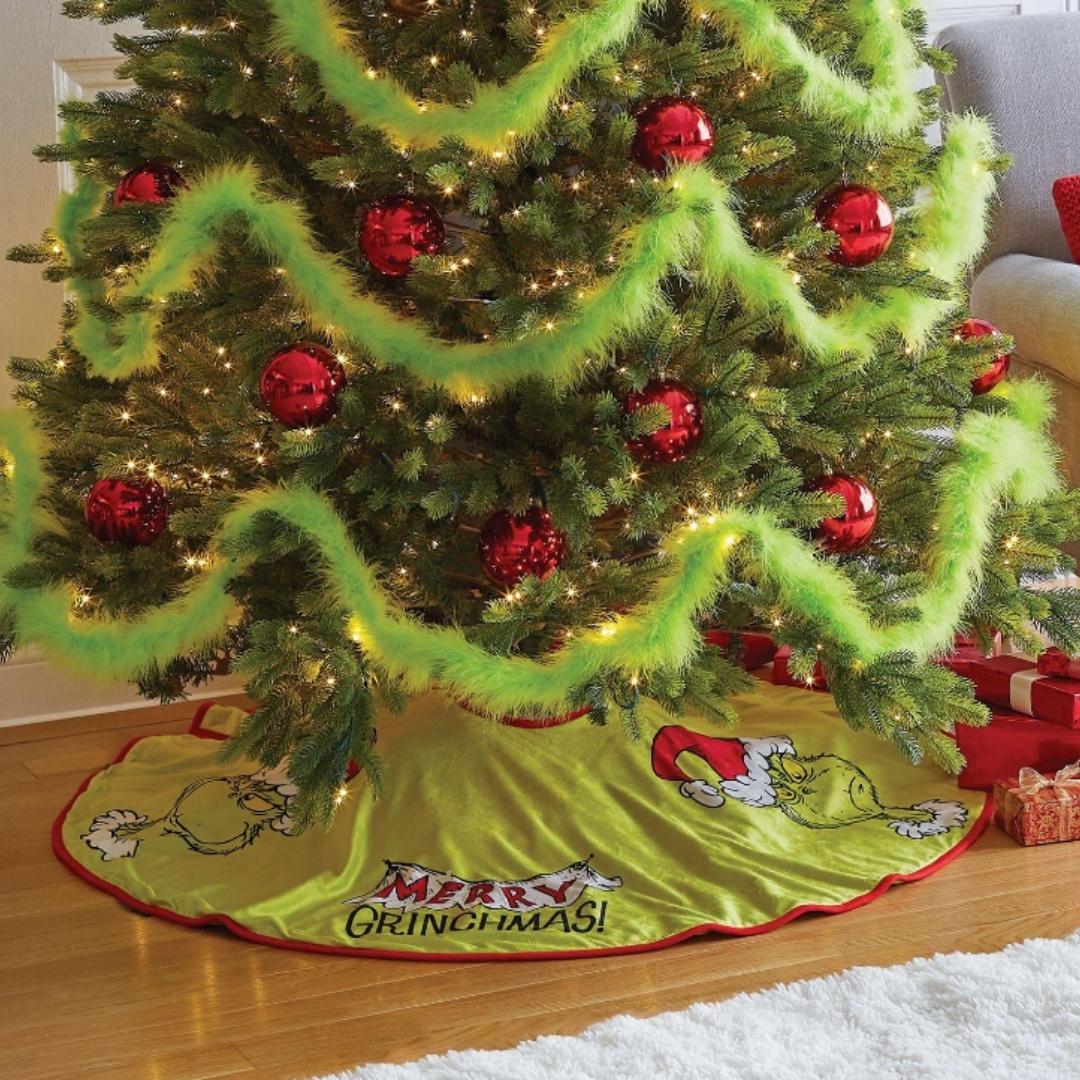 Snowpinions Dr. Seuss Merry Grinchmas Holiday Tree Skirt, 48 Inch