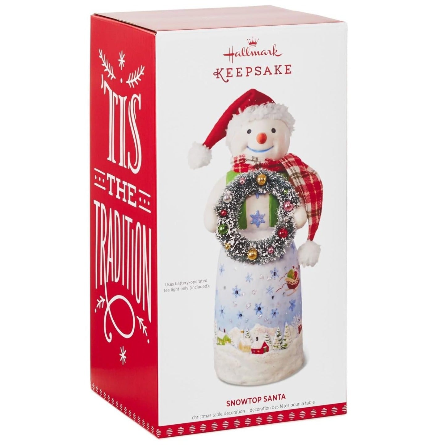 Snowtop Santa with Wreath Tabletop Decoration, 10"