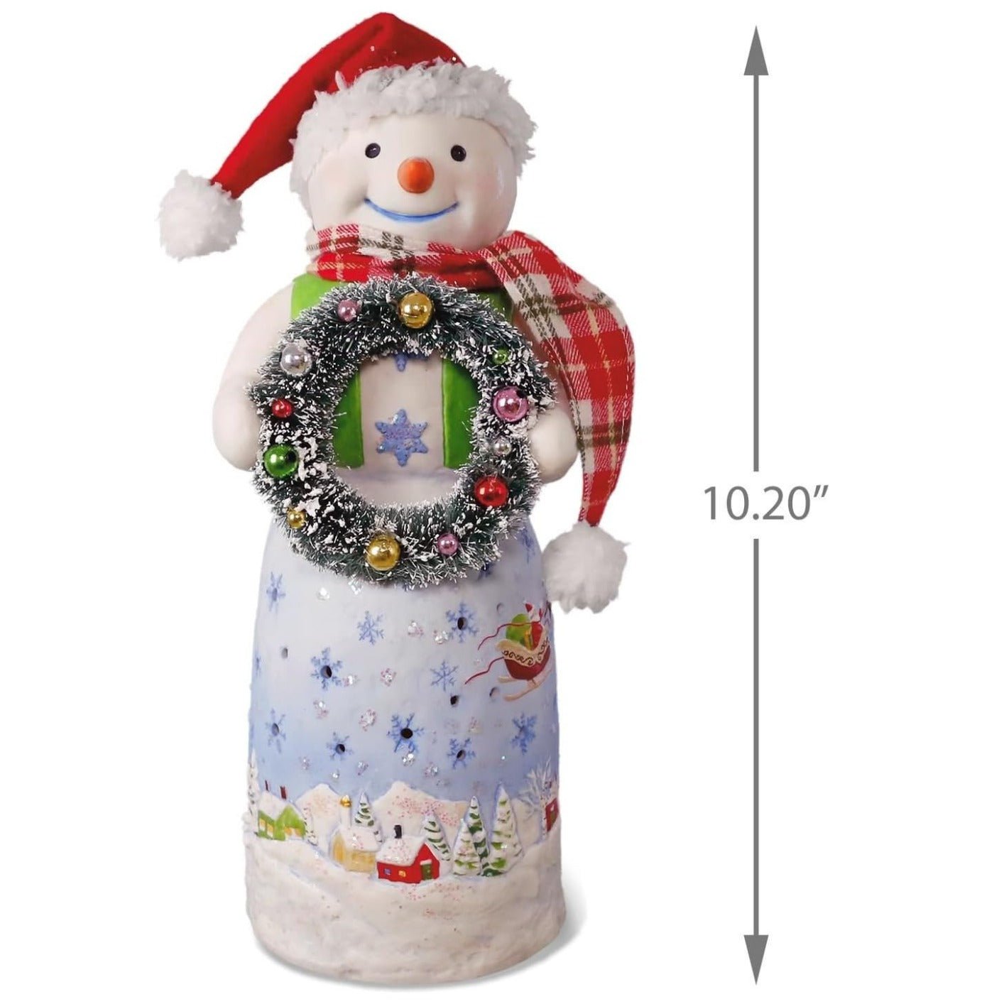 Snowtop Santa with Wreath Tabletop Decoration, 10"