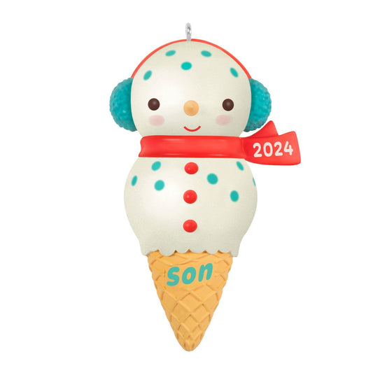 Son Snowman Ice Cream Cone 2024 Keepsake Ornament