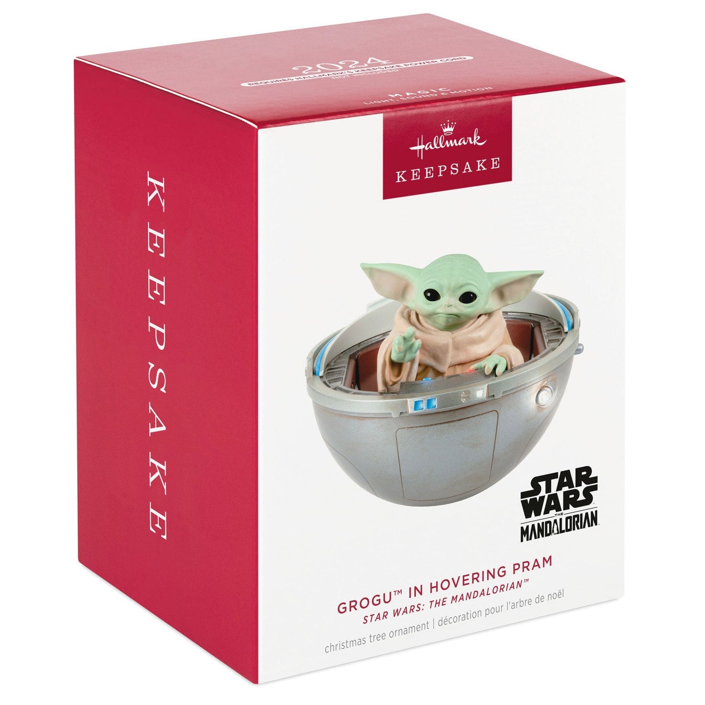 Star Wars: The Mandalorian Grogu in Hovering Pram 2024 Keepsake Ornament, Sound and Motion