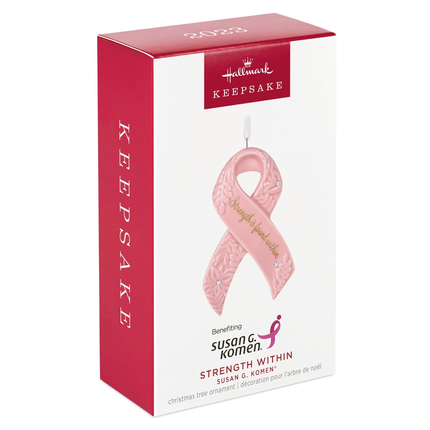 Strength Within Pink Ribbon Porcelain, 2023 Keepsake Ornament Benefiting Susan G. Komen