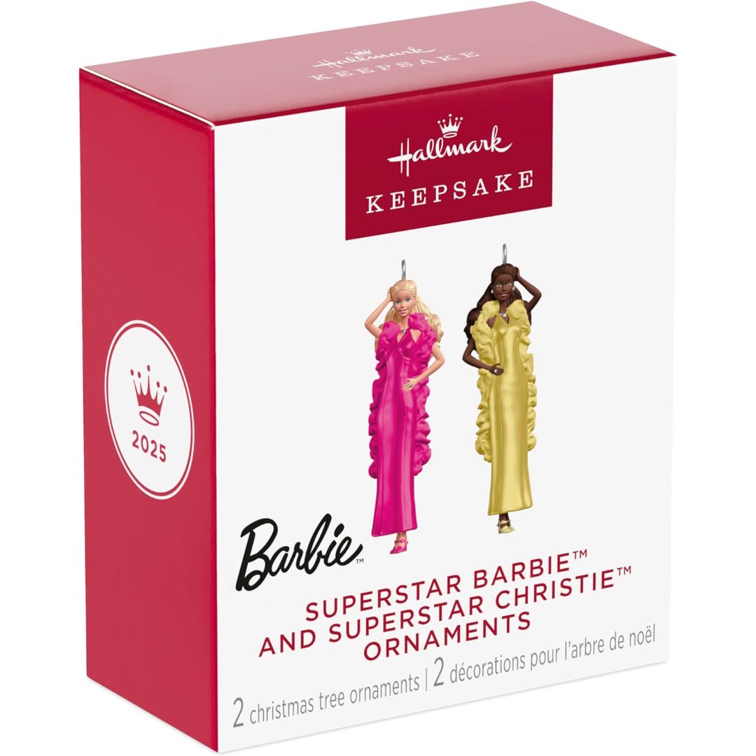 Superstar Barbie and Superstar Christie 2025 Keepsake Miniature Ornaments