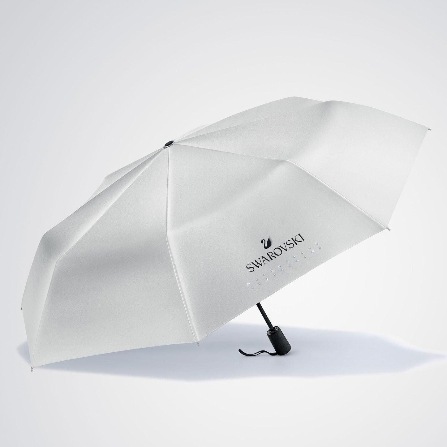 Swarovski Logo Crystal Silver Compact Folding Umbrella