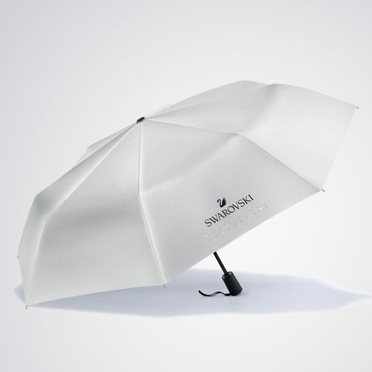Swarovski Logo Crystal Silver Compact Folding Umbrella