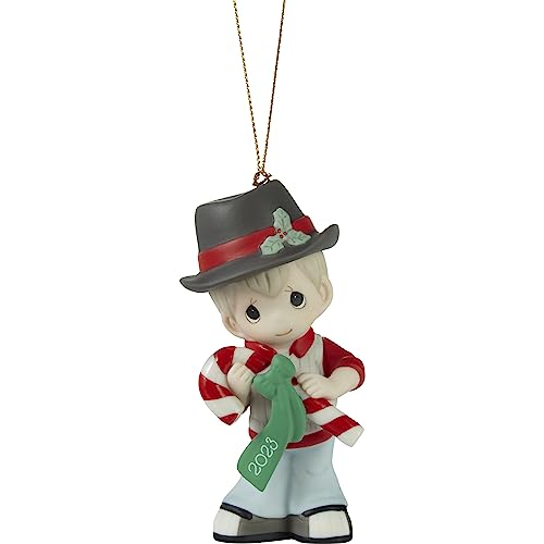 Sweet Christmas Wishes 2023 Dated Boy Bisque Porcelain Ornament