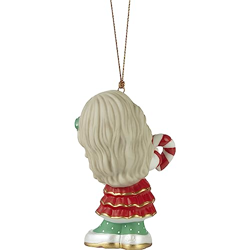 Sweet Christmas Wishes 2023 Dated Girl Bisque Porcelain Ornament