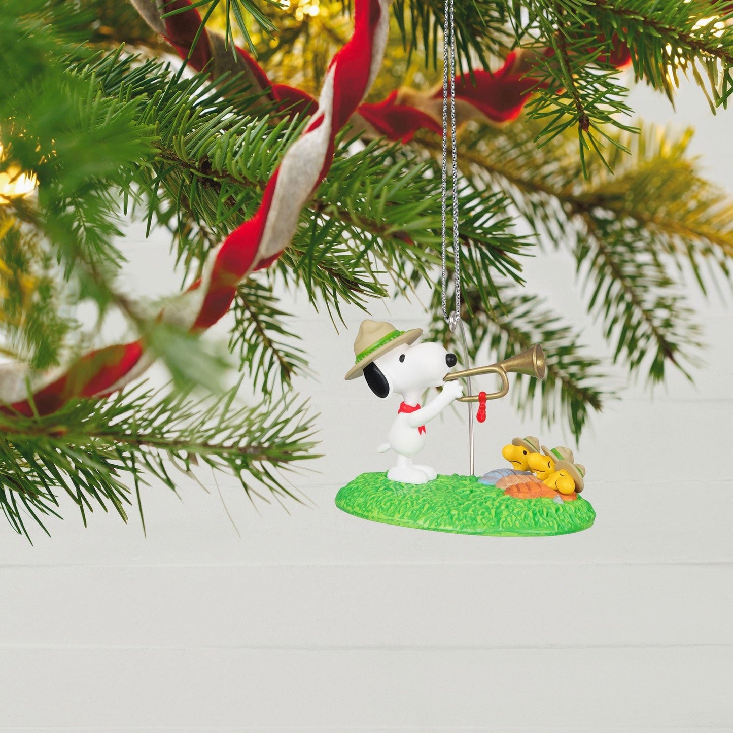 The Peanuts Gang Beagle Scouts 50th Anniversary Rise and Shine! 2024 Keepsake Ornament and Pin, Set of 2