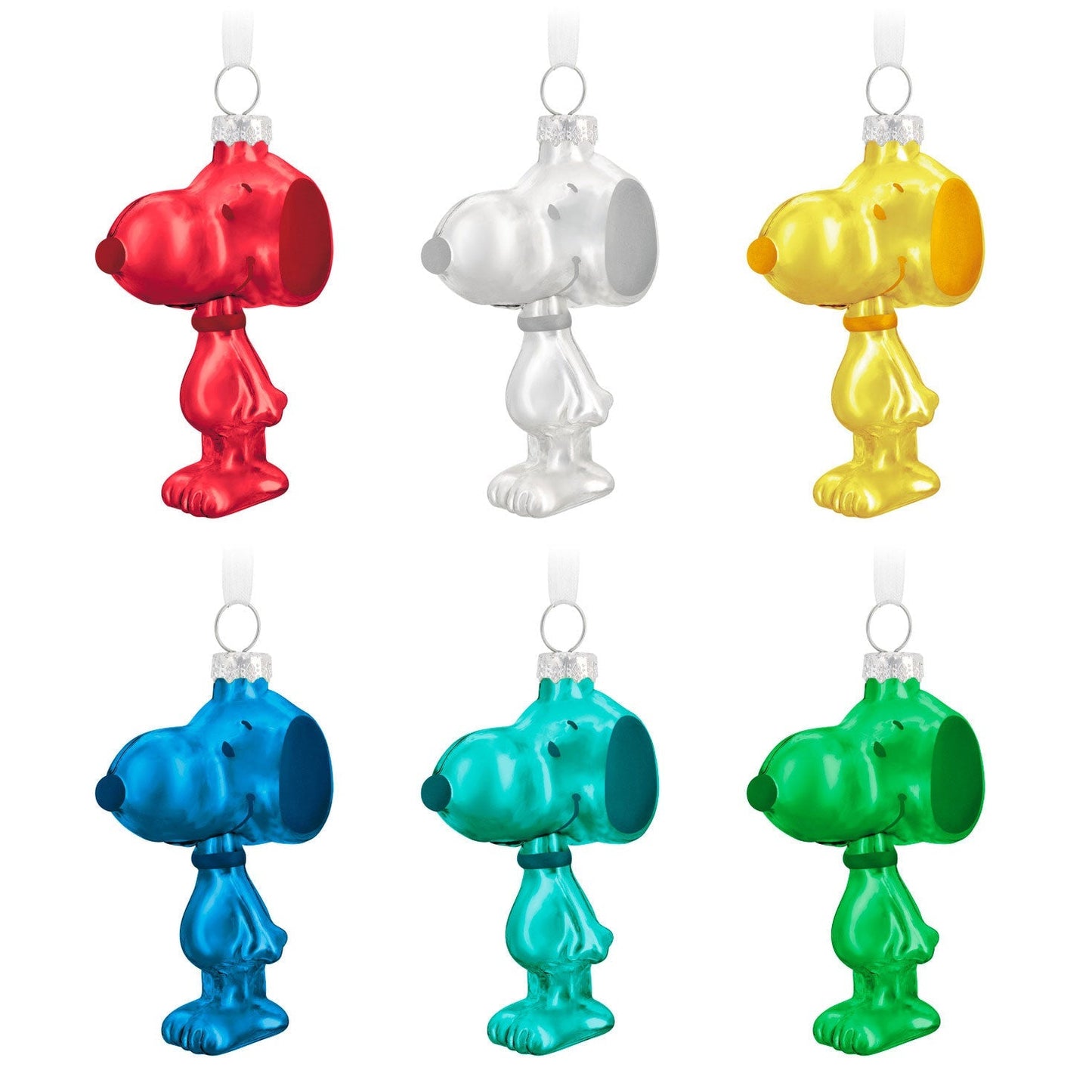 The Peanuts Gang Snoopy Glass, 2023 Keepsake Ornaments, Set of 6