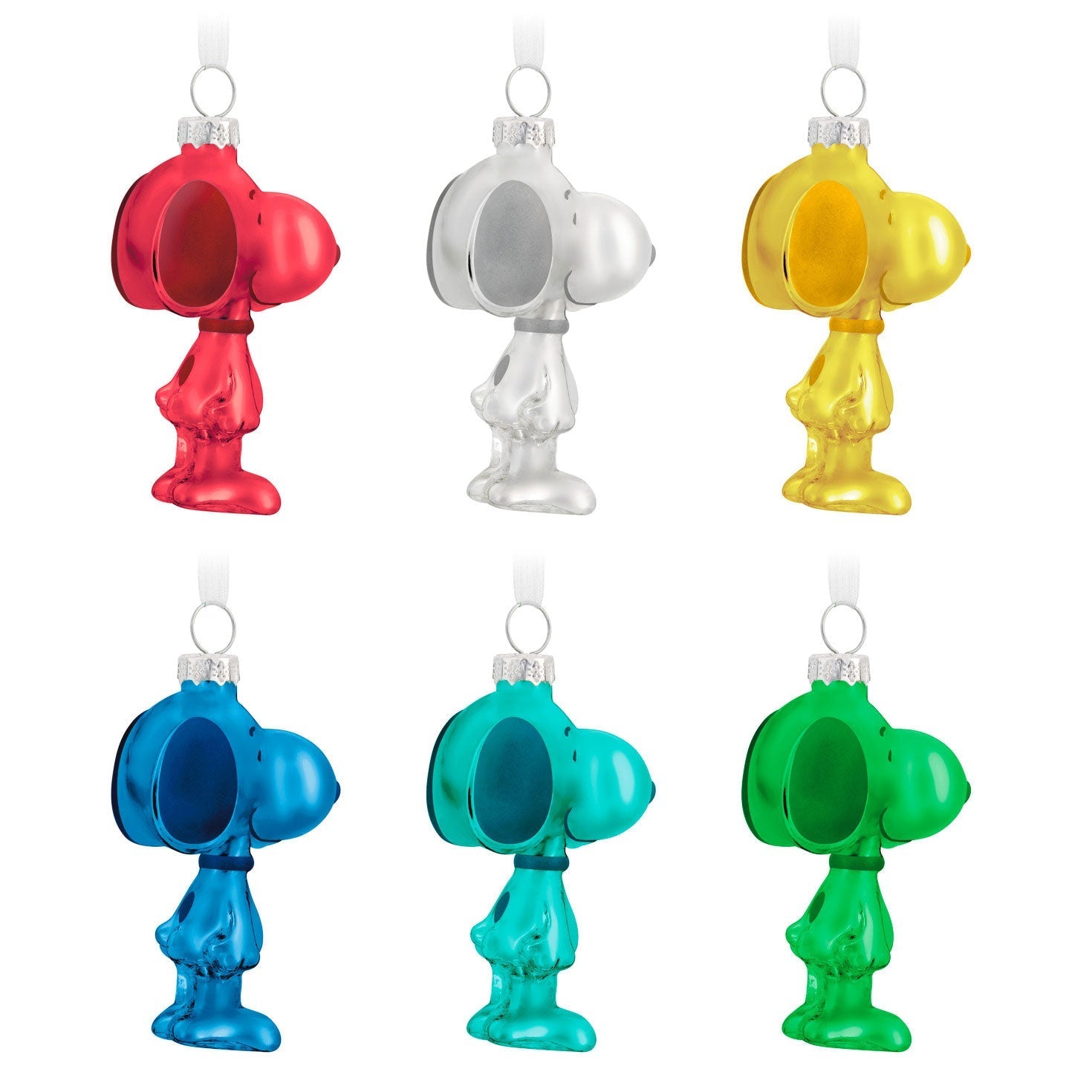 The Peanuts Gang Snoopy Glass, 2023 Keepsake Ornaments, Set of 6