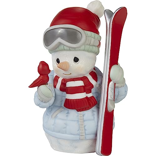 ‘Tis The Ski-Son to Be Jolly Annual Snowman Bisque Porcelain Figurine