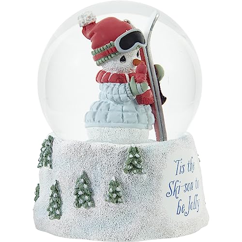 ‘Tis The Ski-Son to Be Jolly Annual Snowman Resin/Glass Musical Snow Globe