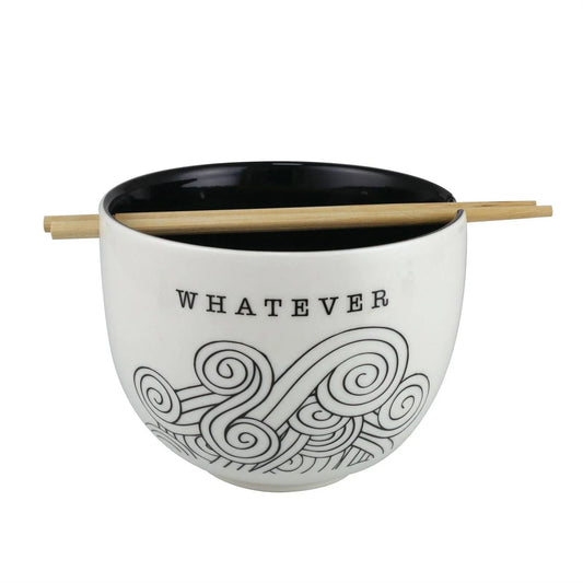 "Whatever" Swirls Ramen Bowl and Chopsticks Set, 5.25"