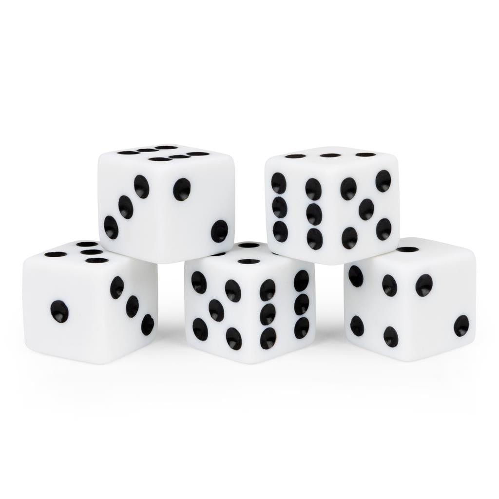 White Replacement Dice for Board Games and Card Games, 5 - pack Set