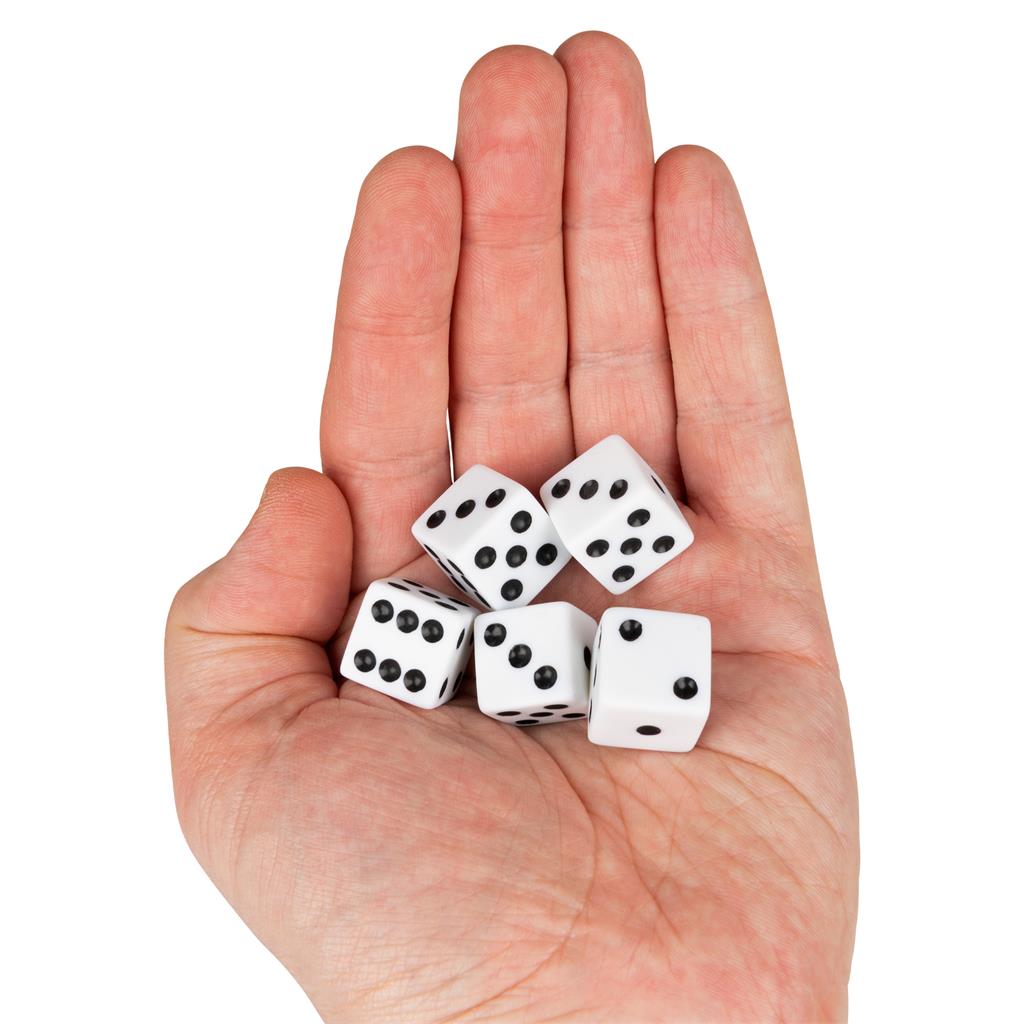 White Replacement Dice for Board Games and Card Games, 5 - pack Set