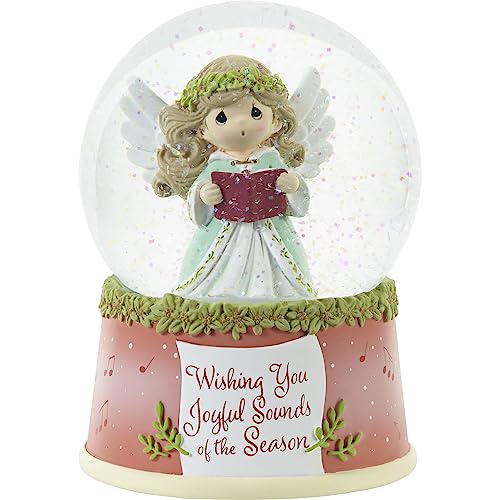 Wishing You Joyful Sounds of The Season Annual Angel Resin/Glass Musical Snow Globe