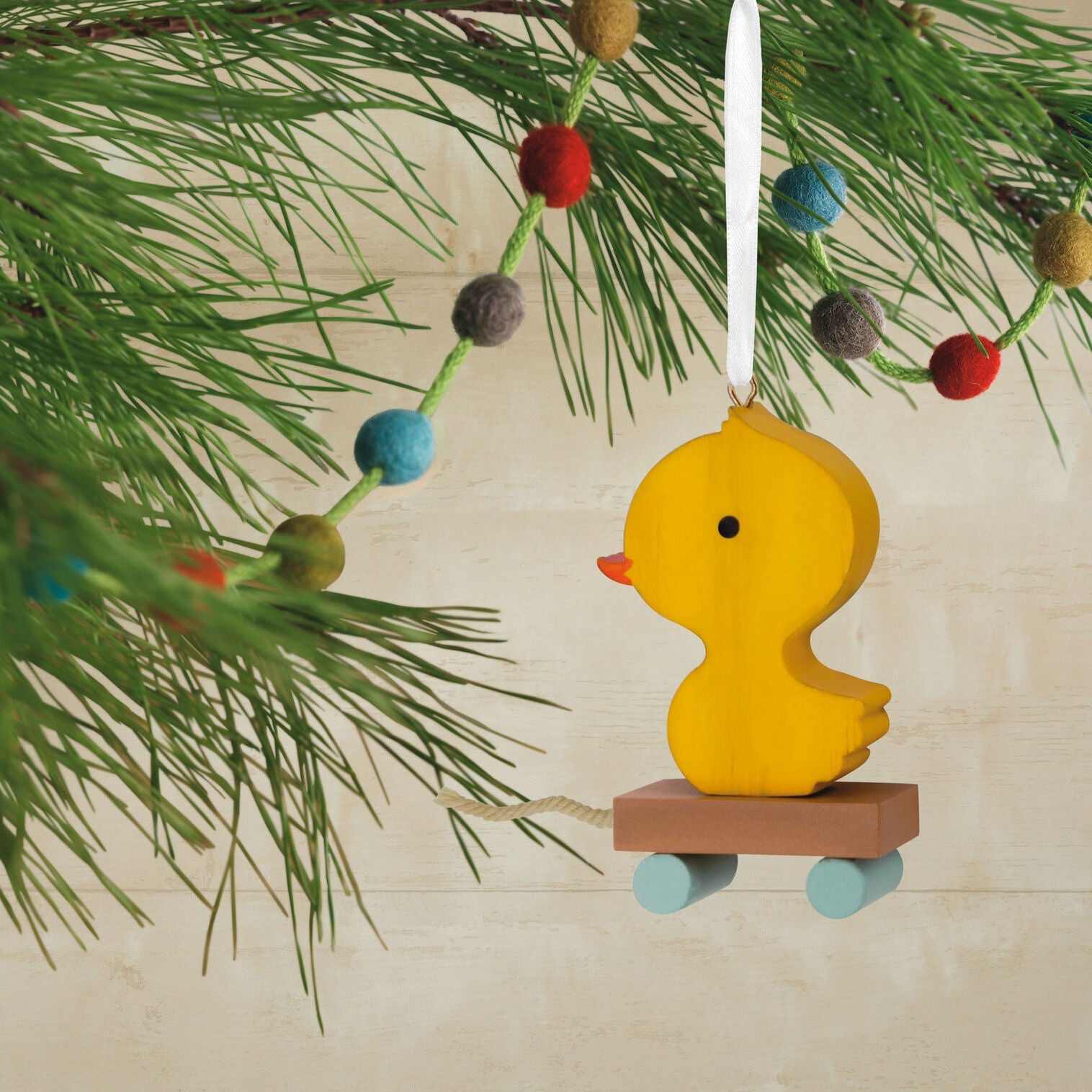 Yellow Duck Pull Toy Hallmark Ornament