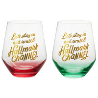 Hallmark Channel Let's Stay In Stemless Wine Glasses, Set of 2