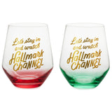 Hallmark Channel Let's Stay In Stemless Wine Glasses, Set of 2