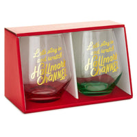 Hallmark Channel Let's Stay In Stemless Wine Glasses, Set of 2