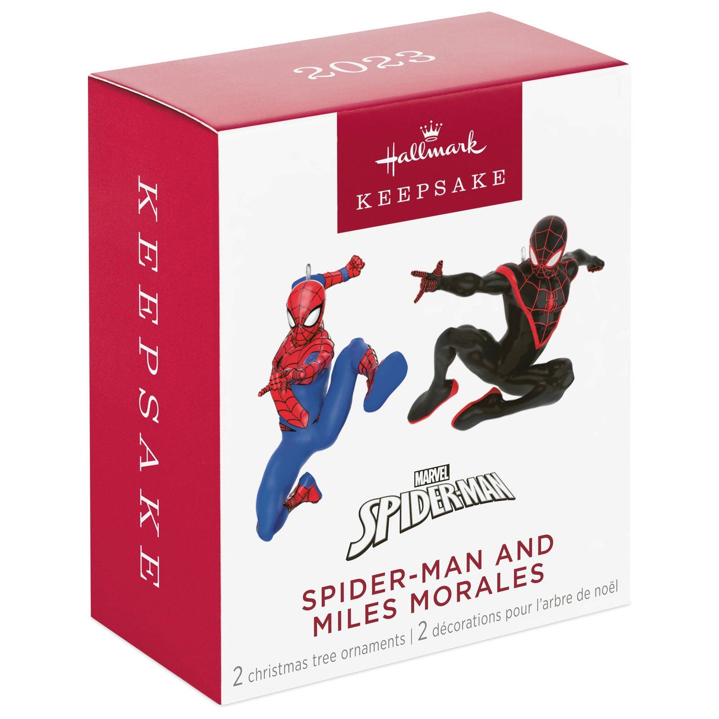 Mini Marvel Spider Man and Miles Morales, 2023 Keepsake Ornaments, Set of 2