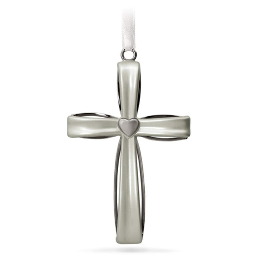 Hallmark Keepsake Christmas Ornament 2018 Year Dated Sacred Heart Cross Metal Ornament