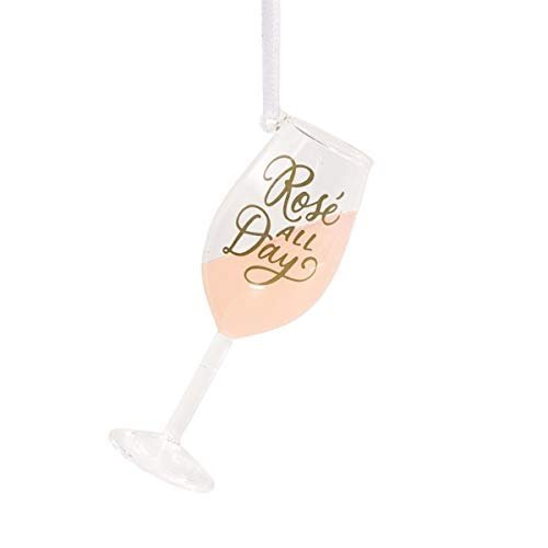HMK Hallmark Ros?? All Day Wine Glass Tree Trimmer Ornament
