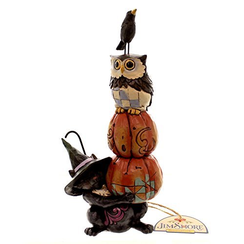 Jim Shore for Enesco Heartwood Creek Cat with Stacked Pumpkins Figurine, 8.785"