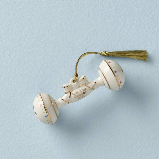 Lenox 2020 Baby's First Christmas Rattle Ornament, 0.25 LB, Ivory