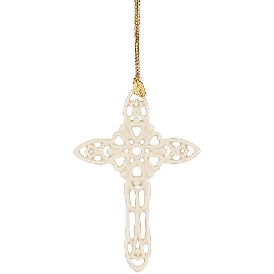 Lenox 2020 Snow Fantasies Cross Ornament, 0.15 LB, Ivory