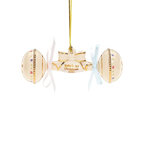 Lenox 2021 Baby's First Christmas Rattle Ornament, 0.25 LB, Ivory