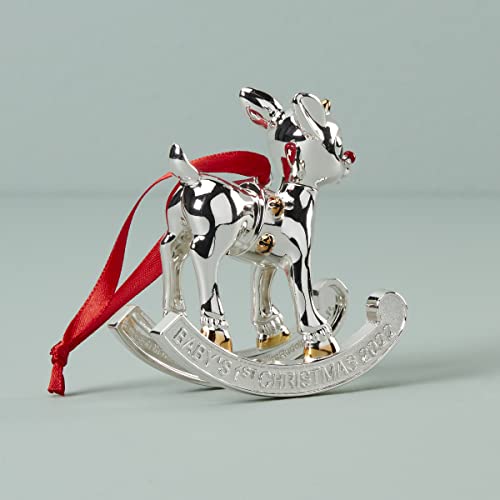 Lenox 2022 Baby's First Christmas Rudolph Ornament, 0.45, Metallic