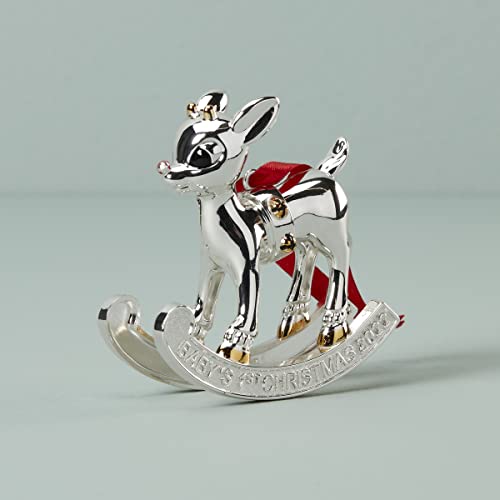 Lenox 2022 Baby's First Christmas Rudolph Ornament, 0.45, Metallic