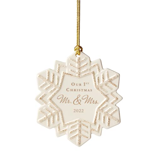 Lenox 2022 Our First Christmas Together Snowflake Ornament, 0.20, Ivory