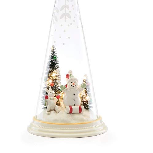 Lenox Merry & Magic Light - Up Sledding Snowman Glass Cone, 1.50 LB, Multi