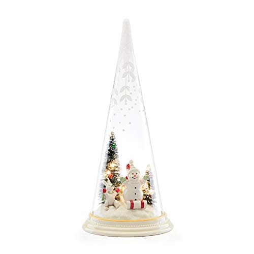 Lenox Merry & Magic Light - Up Sledding Snowman Glass Cone, 1.50 LB, Multi