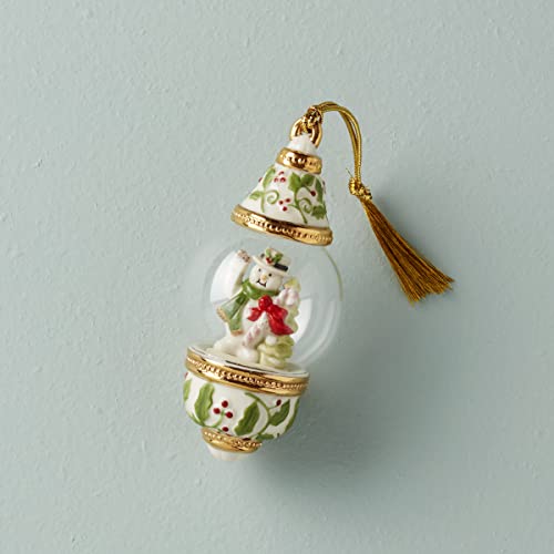 Lenox Snowman Globe Ornament, 0.25, Ivory