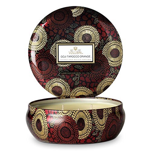 Voluspa Goji Tarocco Orange 3 Wick Tin Candle, 12 ounces
