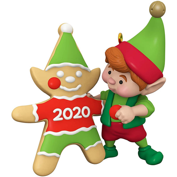 Hallmark Keepsake Christmas Ornament 2020 Year-Dated, North Pole Tree Trimmers Elf With Cookie