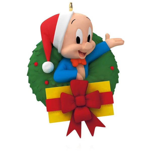 Hallmark Looney Tunes - Merry Christmas, Folks! Porky Pig Wreath Ornament 2015
