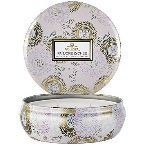 Voluspa 3-wick Candle In Decorative Tin, Panjore Lychee, 340 Gram