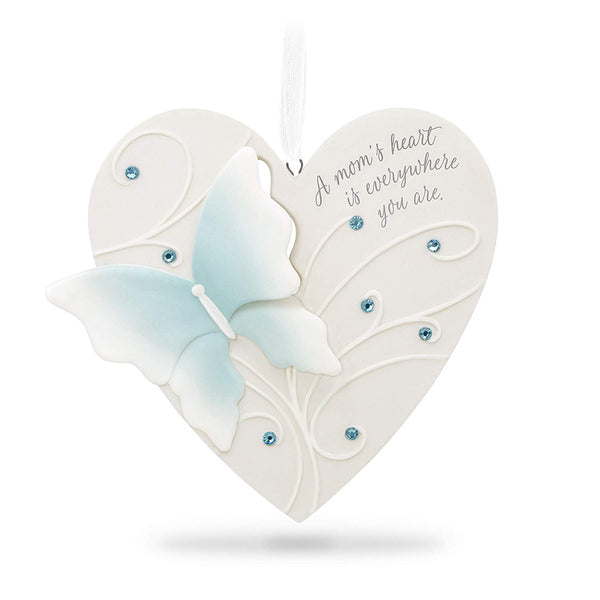 Hallmark Keepsake Christmas Ornament 2018 Year Dated Mom Thanks Heart Butterfly Porcelain