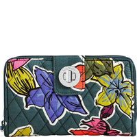 Vera Bradley Women's Rfid Turnlock Wallet Falling Flowers One Size