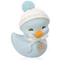 Baby Boy's First Christmas Cute Little Ducky 2015 Hallmark Ornament