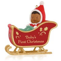 African-American Baby's First Christmas Sleigh Ornament 2015 Hallmark