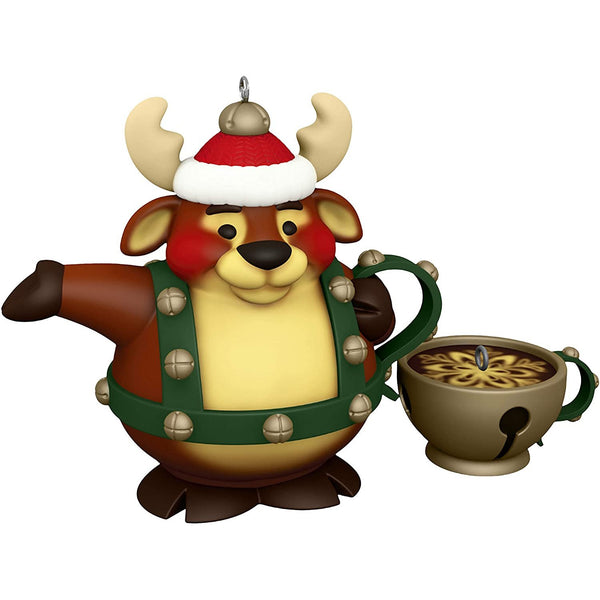 Hallmark Keepsake Christmas Ornaments 2020, Tea Time! Reindeer Teapot and Jingle Bell Teacup, Porcelain, Set of 2