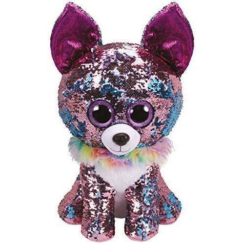 Ty Flippables TY36764 Large Sequins Yappy The Chihuahua Soft Toy, 40 cm, Multi-Coloured
