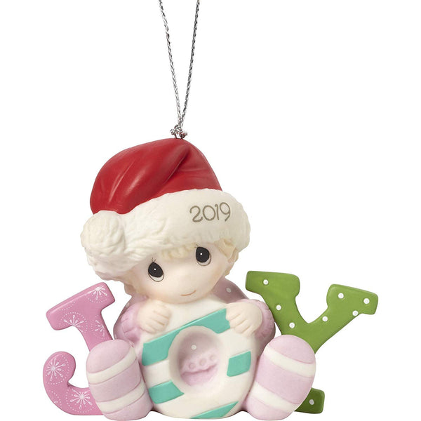 Precious Moments Baby's First Christmas 2019 Dated Bisque Porcelain Girl 191005 Ornament, One Size, Multi