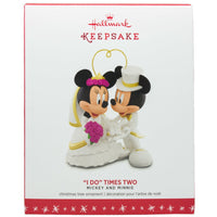 Hallmark I Do Times Two Mickey Mouse and Minnie Mouse Disney Wedding 2016 Keepsake Ornament